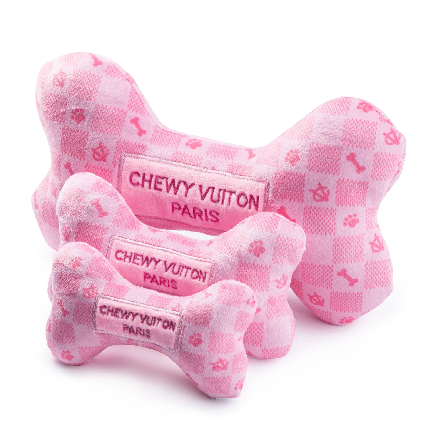 Haute Diggity Dog Chewy Vuitton Bone, kariert, rosa